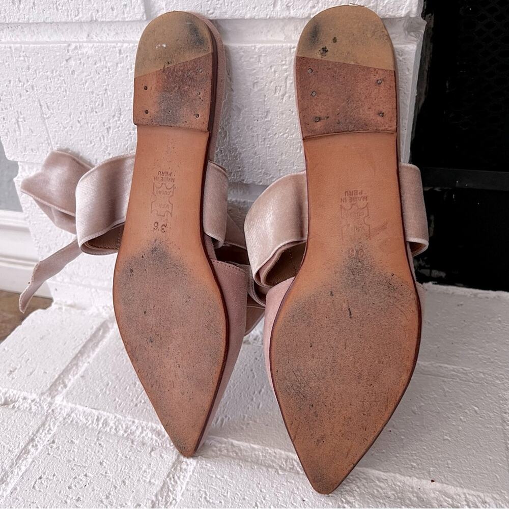 Ulla Johnson Lou Velvet/Suede Bow Slides Mules in Dust Pink Size IT 36 US 6 - Picture 8 of 9